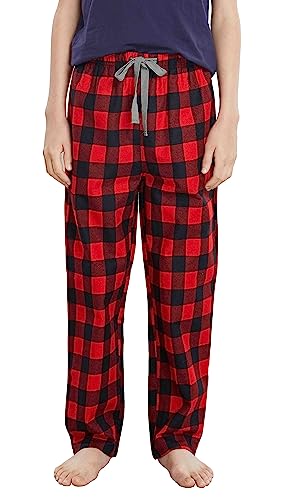 HiddenValor Big Boys Cotton Pajama Lounge Pants Red Black Plaid L