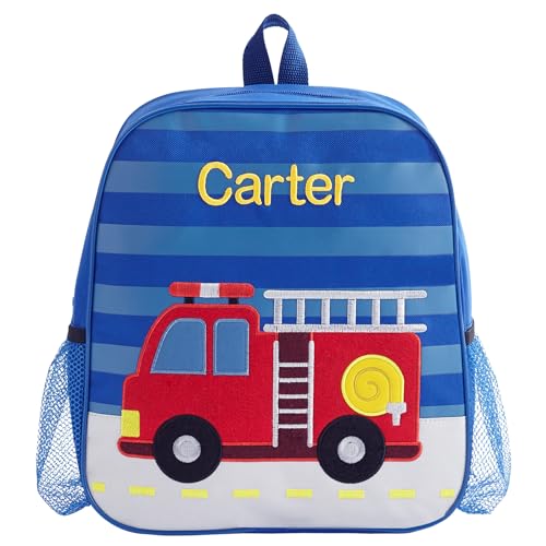 Let's Make Memories Kids Personalized Toddler Backpack for School - Custom Preschool Backpack - Just For Me - Fire Truck