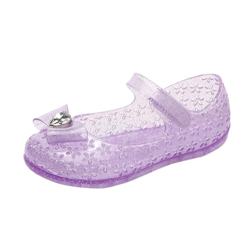 Children Jelly Shoes for Girls Soft Soled Pearl Rhinestone Decorative Single Shoes Cosplay Costumes Dress Sandals Shoe for Wedding Party 04_Purple, Infant 8.5