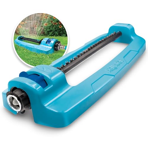 Aqua Joe SJI-OMS16 Indestructible Metal Base Oscillating Sprinkler with Adjustable Spray, 3600-Square Foot Coverage