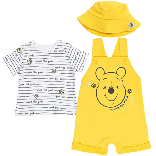 Disney Winnie the Pooh Baby Boys 3 Piece Outfit Set: Overalls T-Shirt Hat 18 Months