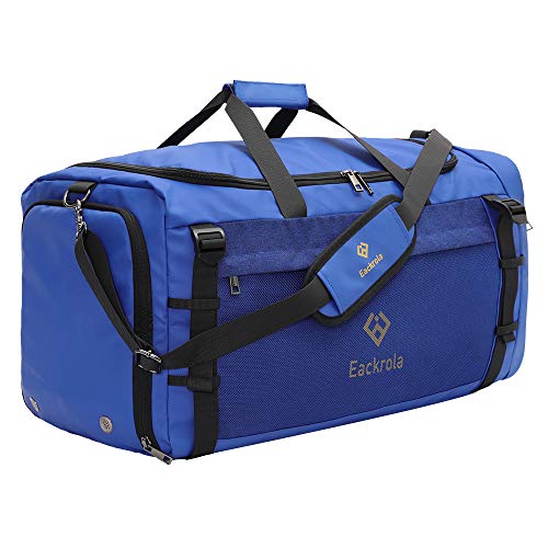 Eackrola Large Sports Gym Bag, Travel Duffel bag with Wet Pocket & Shoes Compartment for men women, 65L, Lightweight