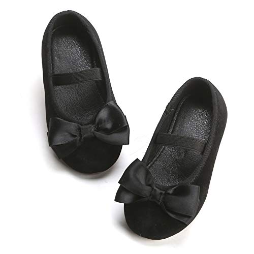 Felix & Flora Girls' Shoes Girl's Ballerina Flat Shoes Mary Jane Dress Shoes (Little/Toddler Girls Shoes/Big Kids)(7 Toddler, Black)