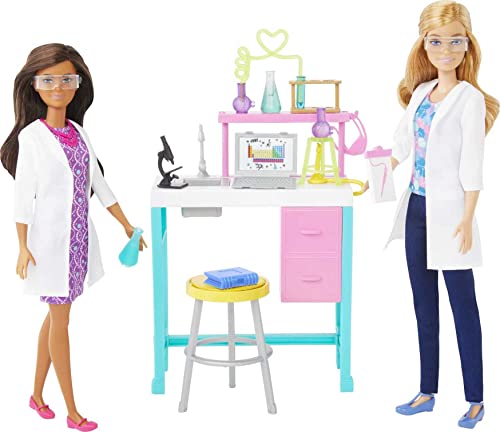 Barbie Careers Playset, Science Lab with 2 Scientist Fashion Dolls, Lab Bench & 10+ Accessories (Amazon Exclusive)