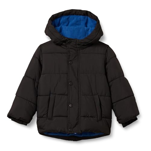 Amazon Essentials Boys' Heavyweight Hooded Puffer Jacket, Black, Medium