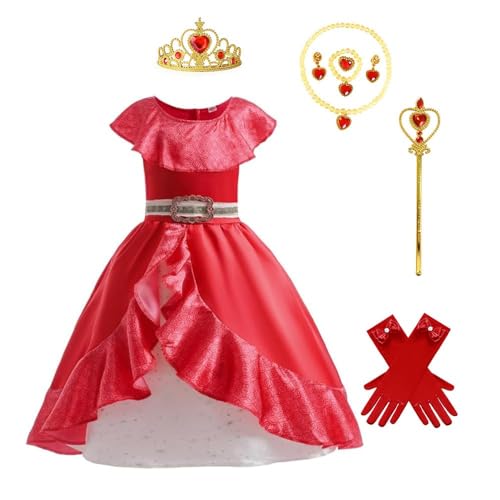 Princess Elena Costume for Girls Halloween Cosplay Dress Up Birthday Party Outfit with Accessories for 5-6