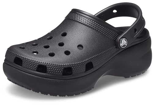 Crocs Women's Classic Platform Clogs, Black, 7