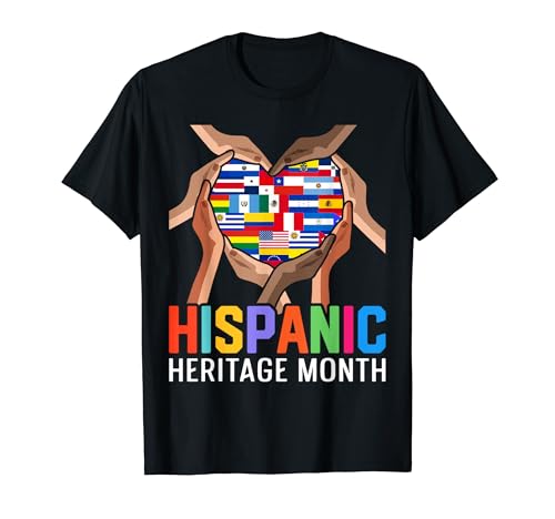 Latin Countries Hands Heart Flags Hispanic Heritage Month T-Shirt