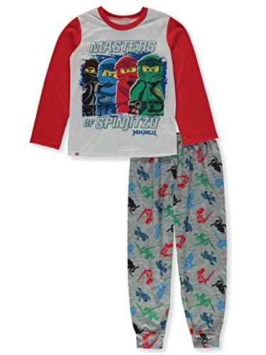 LEGO Ninjago Little/Big Boys Long Sleeve 2 Piece Pajama Set, Red/White/Grey, 8