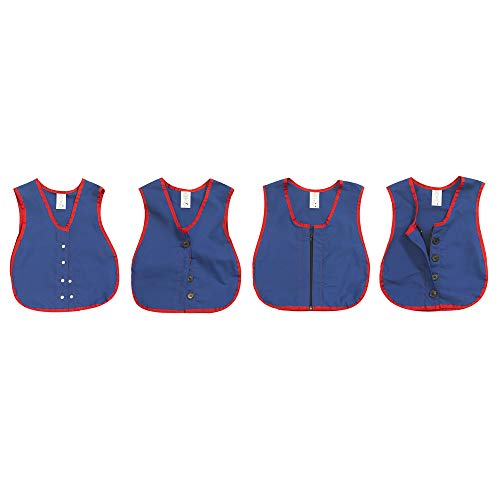 Children's Factory Snap, Button, Zipper Manual Dexterity Learning Vests for Toddlers Ages 3+ Years, Set of 4, Blue, Kids US