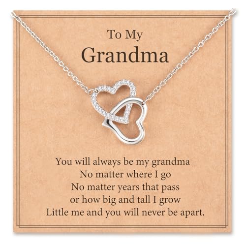 MANVEN Christmas Gifts for Grandma Birthday Necklace Nana Gigi Grandmother from Granddaughter Interlocking Heart Necklace