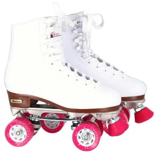 CHICAGO Skates Premium White Quad Roller Skates for Women and Girls Beginners Classic Adjustable High-Top Design for Indoor or Outdoor Skates and Roller Derby