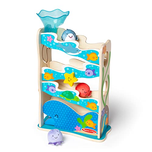 Melissa & Doug Rollables Wooden Ocean Slide Infant and Toddler Toy (5 Pieces) - FSC Certified