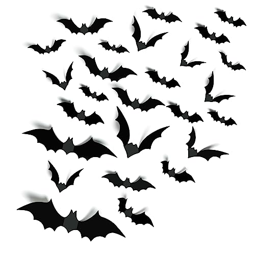 Halloween Party Supplies Hallween Decorations Bats Wall Decor 140PCS Realistic PVC 3D Black Scary Bat Sticker for Creepy Home Decor Halloween Party Decorations DIY Wall Decal Bathroom Indoor Halloween