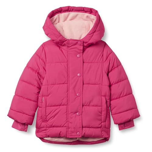 Amazon Essentials Toddler Girls' Heavyweight Hooded Puffer Jacket, Pink, 4T