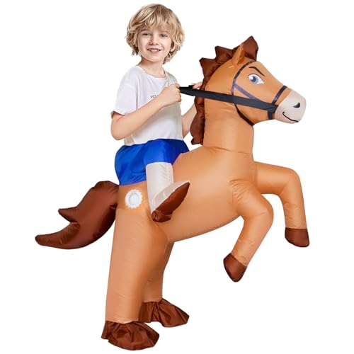 Stegosaurus Inflatable Horse Costume for Kids Halloween Riding a Horse Cowboy Costumes Funny Blow up Costumes for Boys Girls Cosplay Party