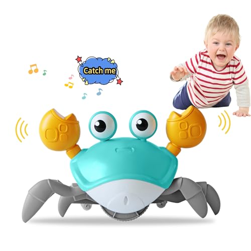 FEELGUY Crawling Crab Baby Toy,Fantastic Creatures Toys Infant Sensory Tummy time Toys Babies boy Girl for 36 Months to 15 Years Learning to Crawl Walking Toddler Gifts (Green)