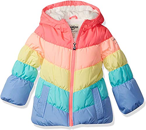 OshKosh B'Gosh Girls' Little Perfect Colorblocked Heavyweight Jacket Coat, Rainbow, 5/6