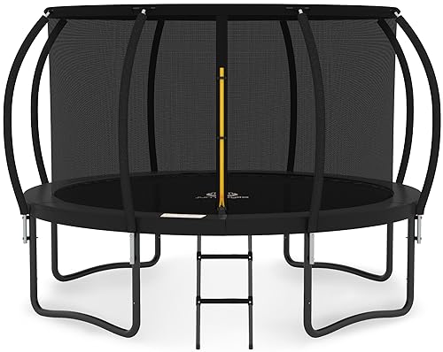 JUMPZYLLA Trampoline 8FT 10FT 12FT 14FT 15FT 16FT Trampoline Outdoor with Enclosure - Recreational Trampolines with Ladder and AntiRust Coating, ASTM Approval Outdoor Trampoline for Kids