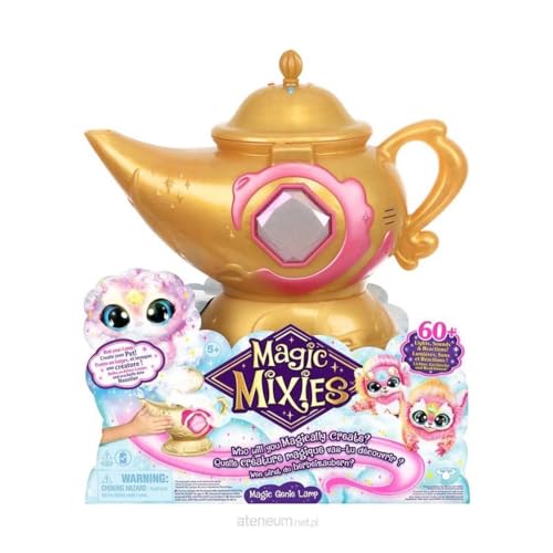 Magic Mixies Magic Genie Lamp with Interactive 8' Pink Plush Toy and 60+ Sounds & Reactions. Unlock a Magic Ring and Reveal a Pink Genie from The Real Misting Lamp. Gifts for Kids, Ages 5+