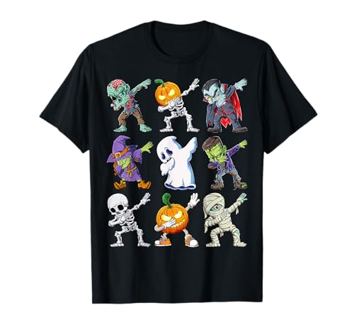 Dabbing Halloween Boys Skeleton Zombie Scary Pumpkin Mummy T-Shirt