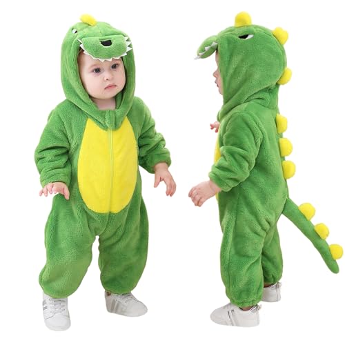 TONWHAR Infant And Toddler Halloween Cosplay Costume Kids' Animal Outfit Snowsuit(3-4T,Green Dinosaur)