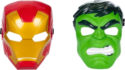 Marvel Avengers Hero Mask Multipack, Iron Man & Hulk Mask 2-Pack, Super Hero Roleplay Toys for Kids Ages 5 and Up