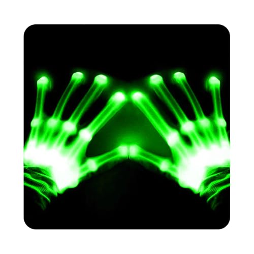 COTRUERE Led Gloves Light Up Cool Finger Toys Christmas Halloween Birthday Party Rave Flashing Gifts for Kids Teens Adults (Green)