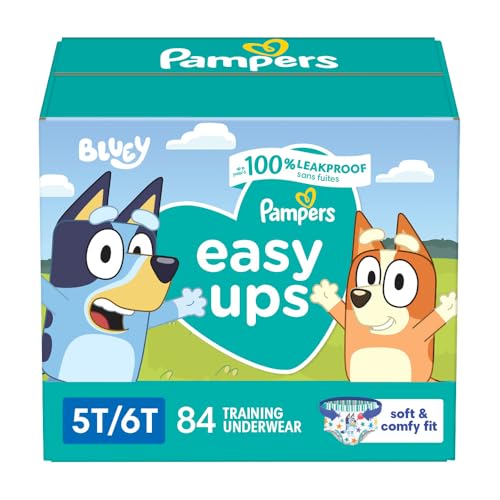 Pampers Easy Ups Boys & Girls Bluey Potty Training Pants - Size 5T-6T, One Month Supply (84 Count), Training Underwear (Packaging May Vary)