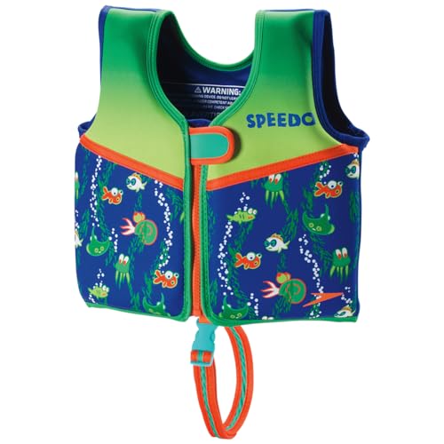 Speedo Unisex-Child Swim Flotation Classic Life Vest Begin to Swim UPF 50 Sapphire Blue Printed Medium