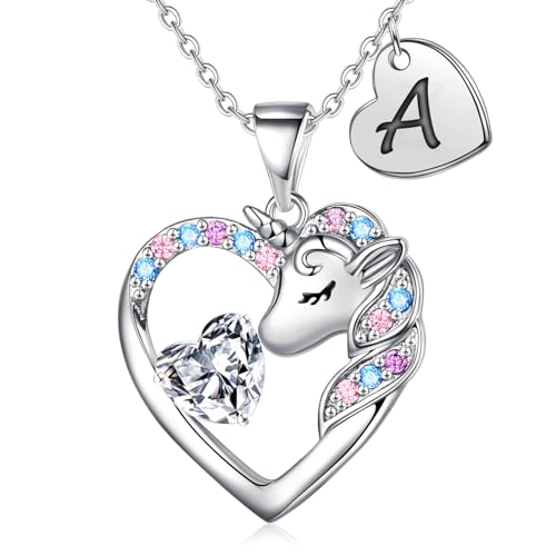 IEFRICH Unicorn Gifts, Unicorn Gifts for Girls Age 6-8 Unicorn Necklace for Girls Gifts for Girls Jewelry A Initial Necklaces for Teen Girl Gifts Trendy Stuff Birthday Gifts for Girls Toys