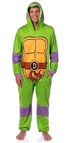 INTIMO Teenage Mutant Ninja Turtles Mens' Hooded Union Suit Costume Sleep Pajama For Adults (Donatello, Small/Medium)