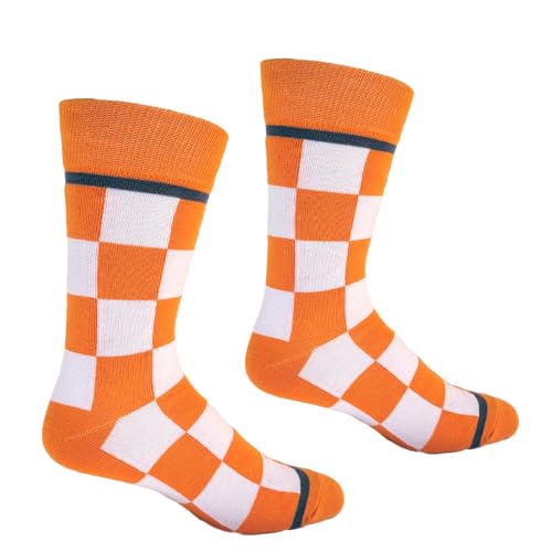 Tennessee Checkerboard Orange and White Men's Socks | Apparel Gift for Tennessee Vols | University of Tennessee Socks | Gift for TN Volunteer Fans and Alumni