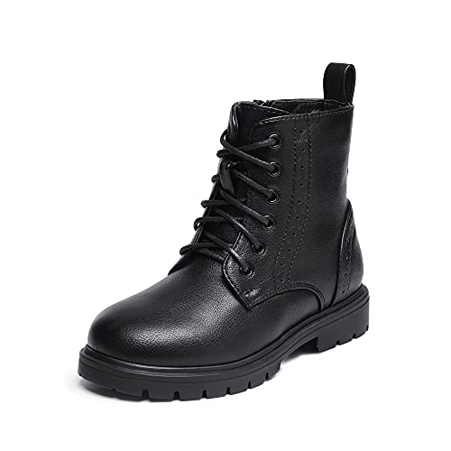 DREAM PAIRS Boys Girls Boots Side Zipper Kids Combat Ankle Booties,Size 4 Big Kid,BLACK/PU,KBO211