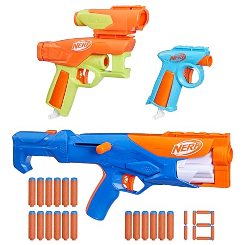 Nerf N Series Gear Up Pack, 3X Blasters, 18 Nerf N1 Darts Compatible Only with Nerf N Series Blasters, Kids Gifts, Outdoor Games, Ages 8+