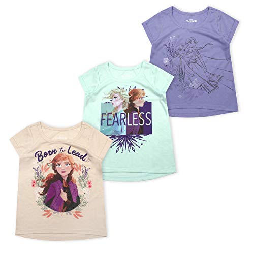 Disney Shirts For Girls Frozen Clothes Elsa Shirt for Toddlers and Big Kids Girls 4 (3 Pack)