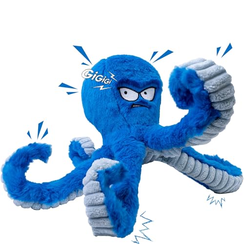 LEGEND SANDY Dog Toys for Aggressive Chewers, Large Dog Toys to Keep Them Busy, Interactive Dog Toys, Squeaky Dog Toys, Tug of War Dog Toy, Crinkle Dog Toy (Blue Octopus)