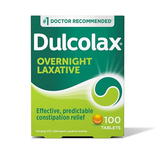 Dulcolax Stimulant Laxative Tablets, Predictable & Effective Constipation Relief, Relieves Straining & Bloating, Bisacodyl 5 mg, 100 Count