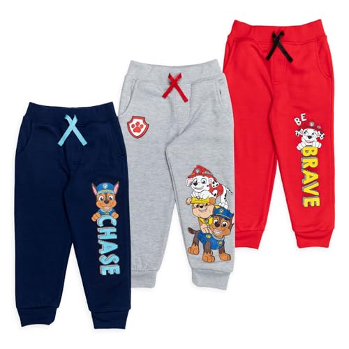 Paw Patrol Chase Rubble Marshall Toddler Boys Fleece 3 Pack Jogger Pants 3T