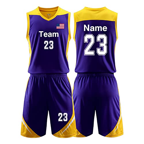 Custom Basketball Uniform Any Name Number Team Logo - Custom Basketball Jersey for Kids Boys Men Adults Purple