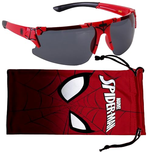 Marvel Spiderman Sunglasses for Kids - Stylish, Comfortable & Durable UV-Protective Spiderman Glasses With Soft Carrying Case - Officially Licensed - Spiderman Stocking Stuffers