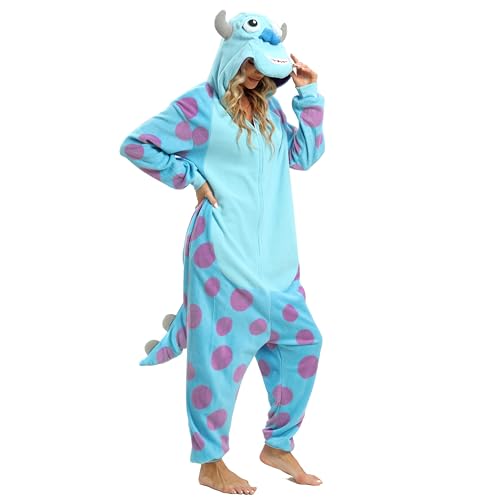 NAITOKE Adult Animal Onesie Halloween Costume Cosplay One-Piece Pajamas Women Man Teens Blue Purple