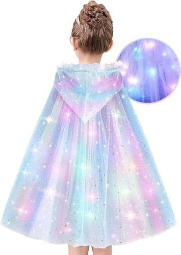 Henfei Princess Dresses for Girls Costume Toys Light UP Cape for Kids Adult Halloween Clothes for Little Girls Dress Up Gifts for 3 4 5 7 9 6 8 10 Year Old