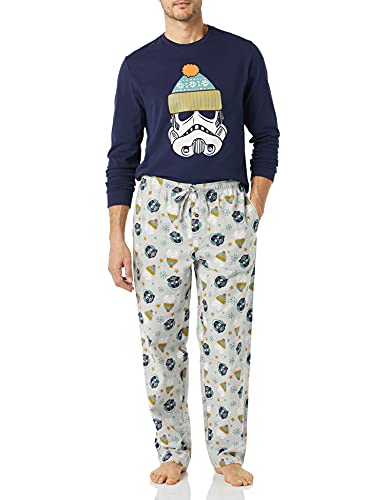 Amazon Essentials Disney | Marvel | Star Wars Men's Flannel Pajama Sleep Sets, Star Wars Winter - Mens, Large