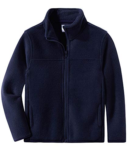 Spring&Gege Youth Solid Full-Zip Polar Fleece Jacket for Boys and Girls Size 5-6 Years Navy Blue