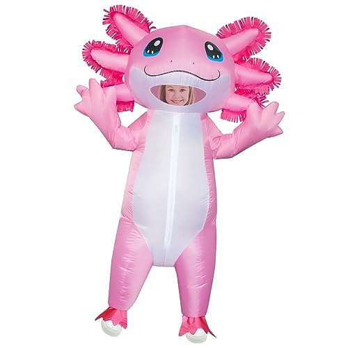 Stegosaurus Inflatable Axolotl Costume for Kids Halloween Kid Blow Up Costume Deluxe Pink Costumes for Girls Boys Cosplay Party