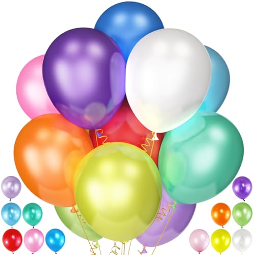 120Pcs Balloons Assorted Colors,12 Inch Latex Party Balloons for Birthday Party, Light Multi Color Balloons Rainbow Balloons for Wedding Baby Shower Supplies.(Assorted)