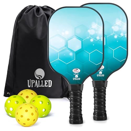 Pickleball Paddles Set of 2, USAPA Approved Fiberglass Pickleball Set with 2 Lightweight Pickleball Paddle,4 Pickleball Balls,1 Backpack Bag, Pickleball Rackets for Men Women Gifts