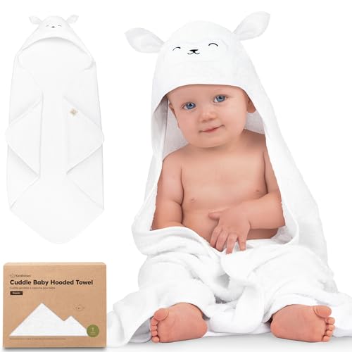 KeaBabies Baby Hooded Towel - Viscose Derived from Bamboo Baby Towel, Toddler Bath Towel, Infant Towels, Large Hooded Towel, Organic Baby Towels with Hood for Girls, Babies, Newborn Boys(Lamb)