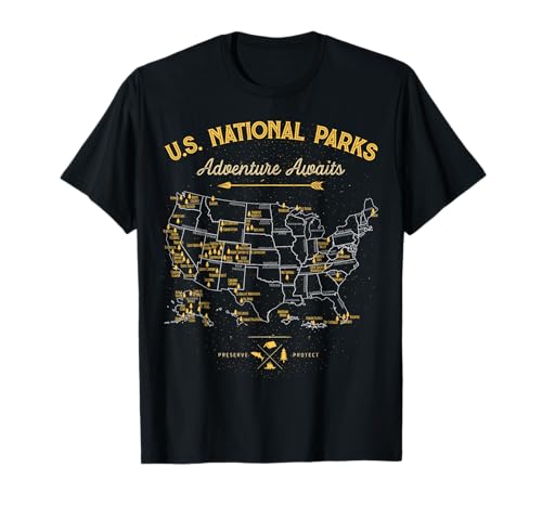 National Parks T shirt Map Camping tshirt Women Men Hiking T-Shirt